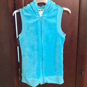 soft blue hoodie vest